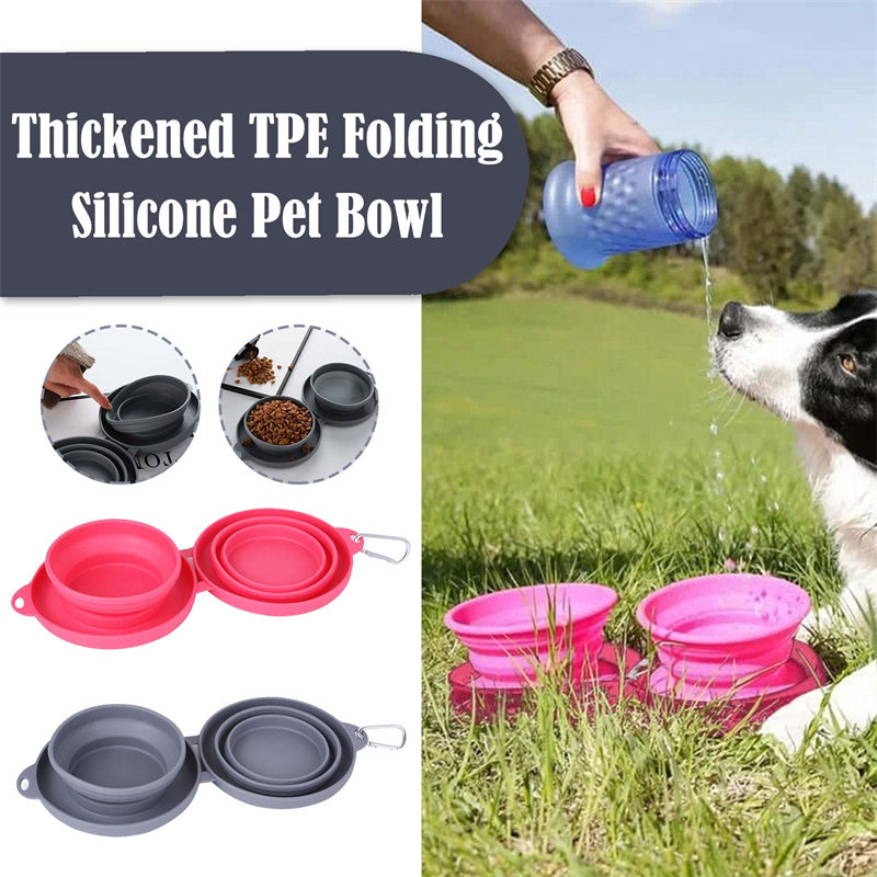 Rubber Foldable Double Bowl Pet Feeding Bowl Pets Supplies Dog Cat Bowls - Premium 0 from My Needy Pets - Just $8.28! Shop now at My Needy Pets