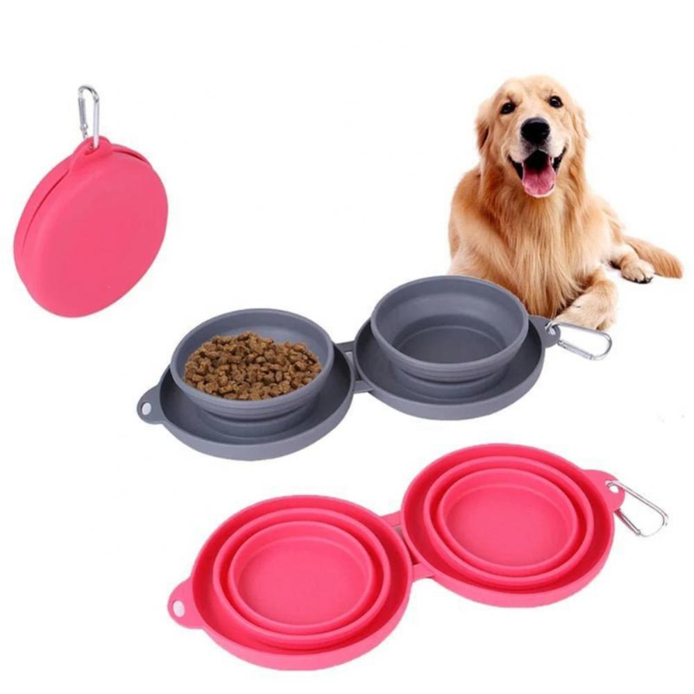 Rubber Foldable Double Bowl Pet Feeding Bowl Pets Supplies Dog Cat Bowls - Premium 0 from My Needy Pets - Just $8.28! Shop now at My Needy Pets