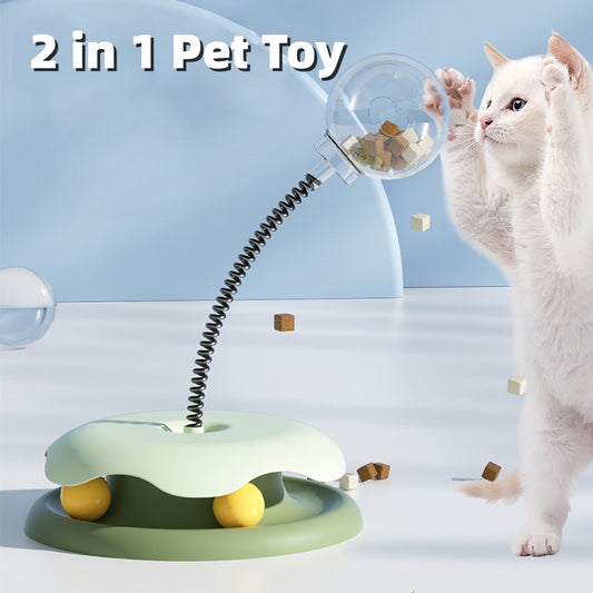 Cat Leakage Food 2 In 1 Toys Turntable Ball Toys Kitten Funny Cat Training Spring Ball Cat Supplies Pet Products - Premium 0 from My Needy Pets - Just $19.95! Shop now at My Needy Pets