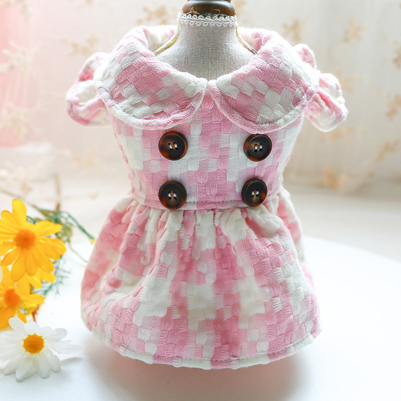 Dog Transformation Dress New Cat Apparel Pet Apparel Warm Princess Fragrant Wind Doll Collar Skirt Plaid Retro - Premium 0 from My Needy Pets - Just $9.65! Shop now at My Needy Pets