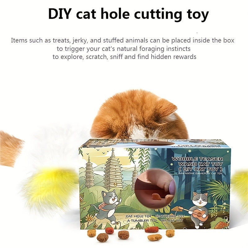 1 To 2 Cat Toys Cat Stick Cat Tumbler DIY Cat Toy A Turnip Shaped Cat Stick DIY Cat Hole Cutting Toy - Premium 4 from My Needy Pets - Just $5.76! Shop now at My Needy Pets