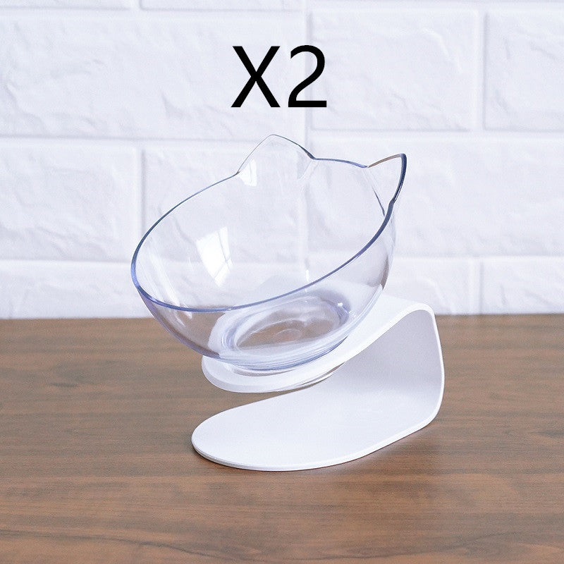 Non Slip Double Cat Bowl With Raised Stand Pet Food Cat Feeder Protect Cervical Vertebra Dog Bowl Transparent Pet Products - Premium 0 from My Needy Pets - Just $4.65! Shop now at My Needy Pets