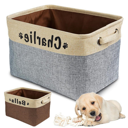 Personalized Pet Dog Toy Storage Basket Dog Canvas Bag Fold - Premium 7 from My Needy Pets - Just $19.95! Shop now at My Needy Pets