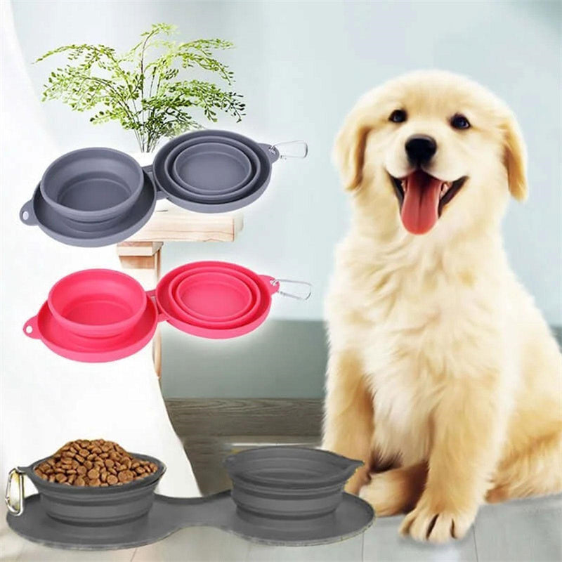 Rubber Foldable Double Bowl Pet Feeding Bowl Pets Supplies Dog Cat Bowls - Premium 0 from My Needy Pets - Just $8.28! Shop now at My Needy Pets