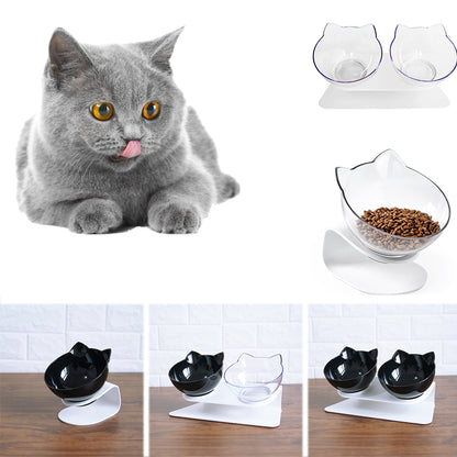 Cat Double Bowl Cat Food Bowl Protects Cervical Vertebra - Premium 0 from My Needy Pets - Just $13.99! Shop now at My Needy Pets