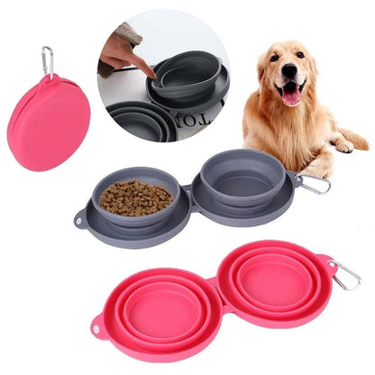 Rubber Foldable Double Bowl Pet Feeding Bowl Pets Supplies Dog Cat Bowls - Premium 0 from My Needy Pets - Just $8.28! Shop now at My Needy Pets