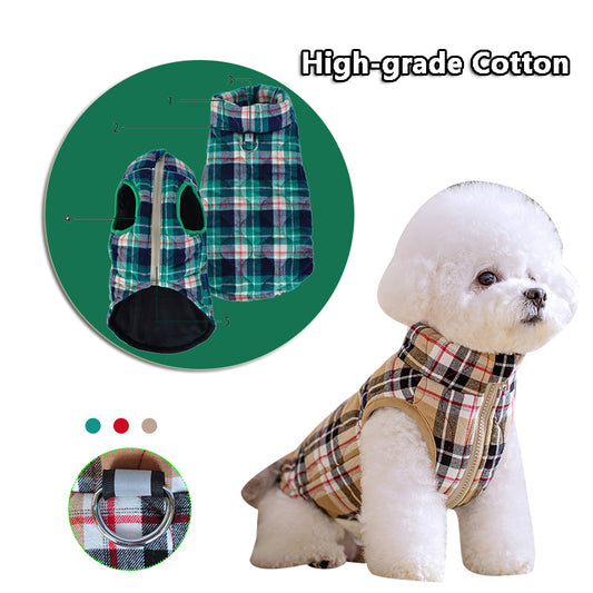 Winter Pet Dog Clothes Heavy Cotton Pet Clothes Jacket Plaid Zipper Down Jacket Pets Supplies - Premium 0 from My Needy Pets - Just $11.99! Shop now at My Needy Pets