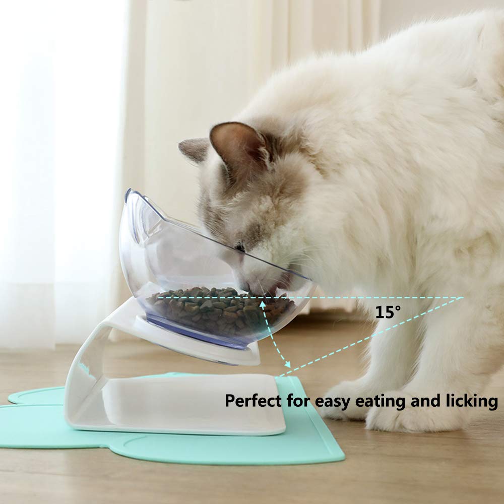 Non Slip Double Cat Bowl With Raised Stand Pet Food Cat Feeder Protect Cervical Vertebra Dog Bowl Transparent Pet Products - Premium 0 from My Needy Pets - Just $4.65! Shop now at My Needy Pets