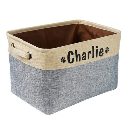 Personalized Pet Dog Toy Storage Basket Dog Canvas Bag Fold - Premium 7 from My Needy Pets - Just $19.95! Shop now at My Needy Pets