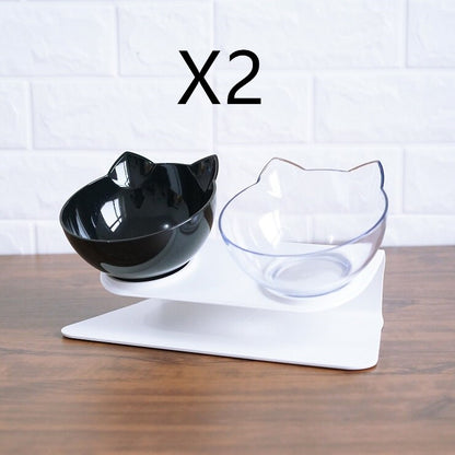 Non Slip Double Cat Bowl With Raised Stand Pet Food Cat Feeder Protect Cervical Vertebra Dog Bowl Transparent Pet Products - Premium 0 from My Needy Pets - Just $4.65! Shop now at My Needy Pets