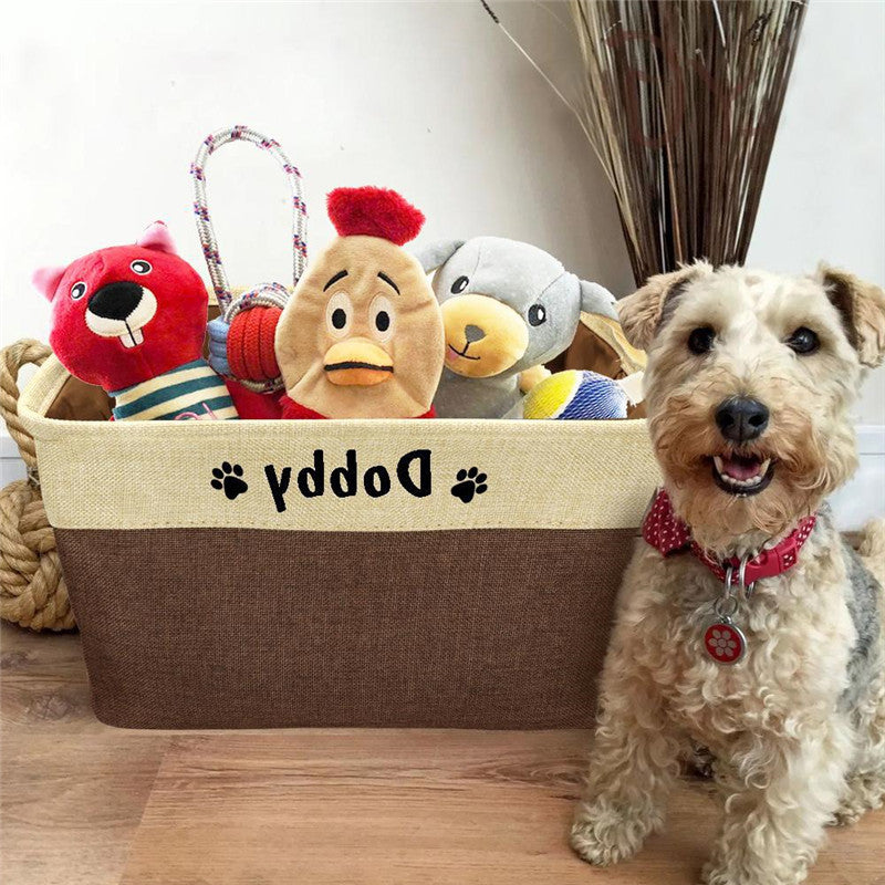 Personalized Pet Dog Toy Storage Basket Dog Canvas Bag Fold - Premium 7 from My Needy Pets - Just $19.95! Shop now at My Needy Pets