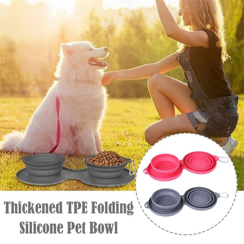 Rubber Foldable Double Bowl Pet Feeding Bowl Pets Supplies Dog Cat Bowls - Premium 0 from My Needy Pets - Just $8.28! Shop now at My Needy Pets