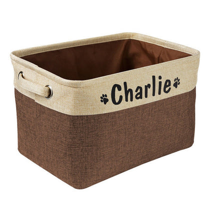 Personalized Pet Dog Toy Storage Basket Dog Canvas Bag Fold - Premium 7 from My Needy Pets - Just $19.95! Shop now at My Needy Pets