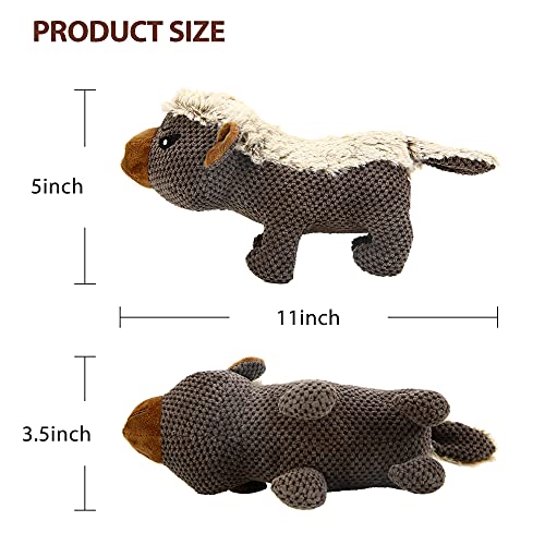 IOKHEIRA Dog Plush Toys for Aggressive Chewers, Indestructible Dog Squeaky Toys with Crinkle Paper, Durable Teething Chew Toys for Medium and Large Breed (Coffee Brown, Honey Badger) - Premium Pet Supplies from IOKHEIRA - Just $12.99! Shop now at My Needy Pets