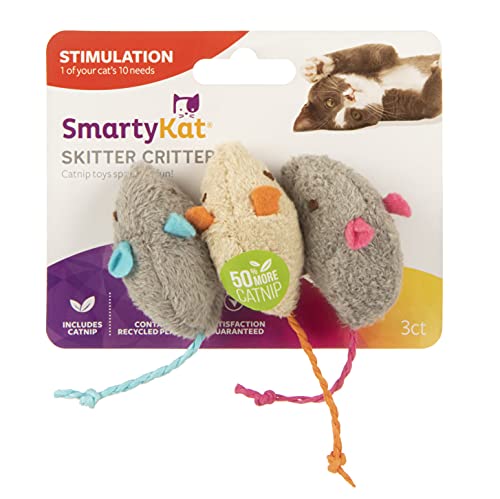 SmartyKat (3 Count) Skitter Critters Catnip Cat Toys - Gray/Cream, 3 Count - Premium Pet Supplies from SmartyKat® - Just $2.08! Shop now at My Needy Pets