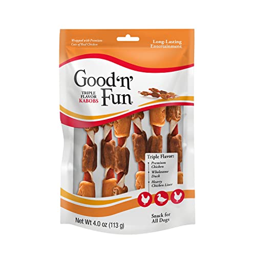 Good'N'Fun Triple Flavored Rawhide Kabobs For Dogs, 4-Ounce - Premium Pet Supplies from GoodNFun - Just $3.78! Shop now at My Needy Pets