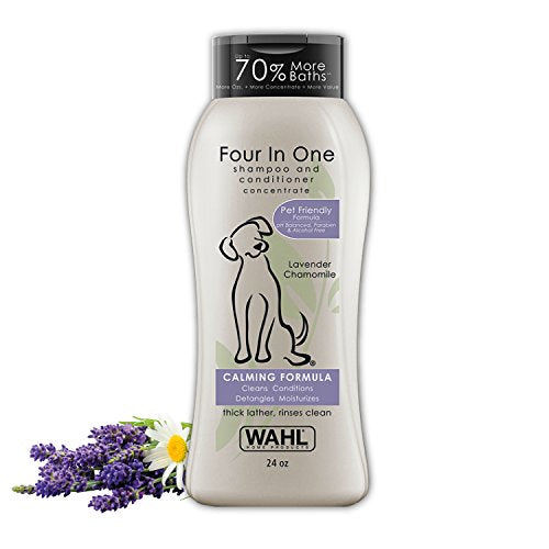 Wahl USA 4-in-1 Calming Pet Shampoo for Dogs – Cleans, Conditions, Detangles, & Moisturizes with Lavender Chamomile - Pet Friendly Formula - 24 Oz - Model 820000A - Premium Pet Supplies from Wahl - Just $8.52! Shop now at My Needy Pets