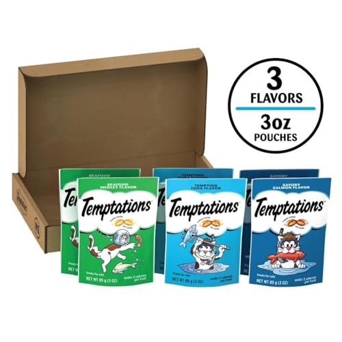 TEMPTATIONS Classic Crunchy and Soft Cat Treats Seafood Lovers Variety Pack, (6) 3 oz. Pouches - Premium Pet Supplies from Temptations - Just $15.48! Shop now at My Needy Pets