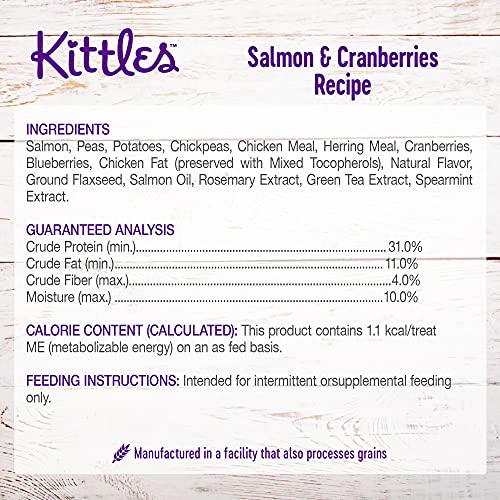 Wellness Kittles Crunchy Natural Grain Free Cat Treats, Salmon & Cranberry, 2-Ounce Bag - Premium Pet Supplies from WellnessNaturalPetFood - Just $2.25! Shop now at My Needy Pets