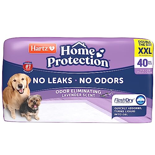 Hartz Home Protection Lavender Scented Dog Pads, XXL 40 count, Super Absorbent & Won't Leak, Odor Eliminating - Premium Pet Supplies from Hartz - Just $34.17! Shop now at My Needy Pets