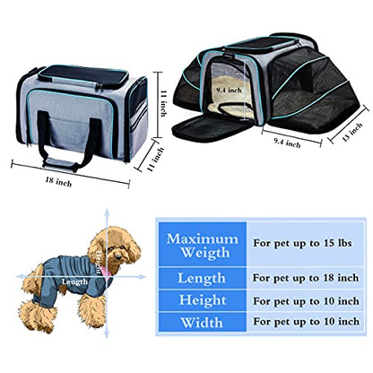 Cat Dog Carrier - Airline Approved Expandable Soft-Sided Pet Carrier with Removable Fleece Pad and Pockets, for Cats/Puppy and Small Animals Large(2 side expandable) - Premium Pet Supplies from TDHDIKE - Just $33.99! Shop now at My Needy Pets