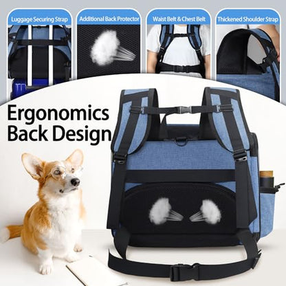 Petskd Pet Backpack Carrier 17x11x9.5 Alaska Airline Approved for 1-15 LBS Small Cats and Dogs(Blue) - Premium Pet Supplies from Petskd - Just $49.99! Shop now at My Needy Pets