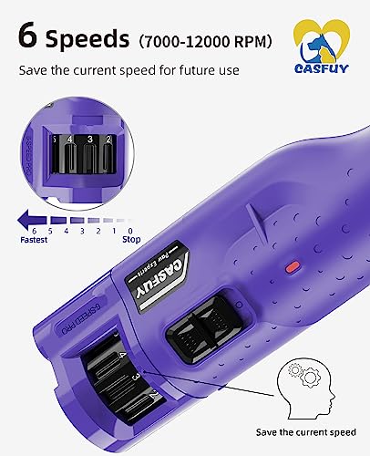 Casfuy Dog Nail Grinder Quiet - (45db) 6-Speed Pet Nail Grinder with 2 LED Lights for Large Medium Small Puppy Dogs/Cats, Professional 3 Ports Rechargeable Electric Dog Nail Trimmer with Dust Cap (P) - Premium Pet Supplies from casfuy - Just $25.49! Shop now at My Needy Pets