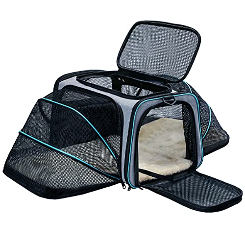 Cat Dog Carrier - Airline Approved Expandable Soft-Sided Pet Carrier with Removable Fleece Pad and Pockets, for Cats/Puppy and Small Animals Large(2 side expandable) - Premium Pet Supplies from TDHDIKE - Just $33.99! Shop now at My Needy Pets