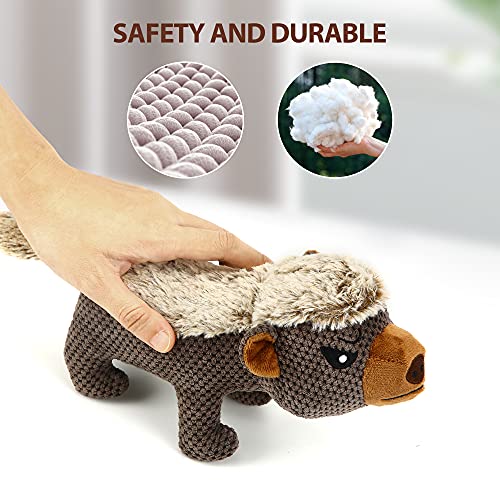 IOKHEIRA Dog Plush Toys for Aggressive Chewers, Indestructible Dog Squeaky Toys with Crinkle Paper, Durable Teething Chew Toys for Medium and Large Breed (Coffee Brown, Honey Badger) - Premium Pet Supplies from IOKHEIRA - Just $12.99! Shop now at My Needy Pets