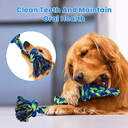 Heavy-Duty Rope Dog Toys for Large & Medium Chewers - 2 Pack, Tug of War, Teeth Cleaning, 100% Cotton - Premium Pet Supplies from Feeko - Just $16.99! Shop now at My Needy Pets