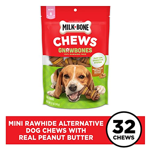 Milk-Bone Chews GnawBones Rawhide Free Dog Treats, Peanut Butter & Chicken, 8 Long Lasting Mini Knotted Bones (Pack of 4) - Premium Pet Supplies from Milk-BoneDogTreats - Just $20.86! Shop now at My Needy Pets