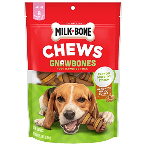 Milk-Bone Chews GnawBones Rawhide Free Dog Treats, Peanut Butter & Chicken, 8 Long Lasting Mini Knotted Bones (Pack of 4) - Premium Pet Supplies from Milk-BoneDogTreats - Just $20.86! Shop now at My Needy Pets