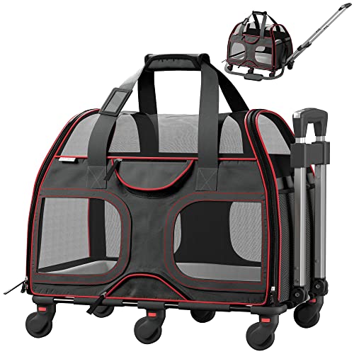 Katziela Pet Carrier - Airline Approved - TSA Approved Pet Carrier for Small Dogs and Cats - Soft FAA Travel Airplane Dog Carrier Luggage (Black/Red) - Premium Pet Supplies from Katziela - Just $149.99! Shop now at My Needy Pets