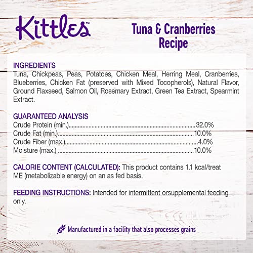 Wellness Kittles Crunchy Natural Grain Free Cat Treats, Tuna & Cranberry, 2-Ounce Bag - Premium Pet Supplies from WellnessNaturalPetFood - Just $2.37! Shop now at My Needy Pets