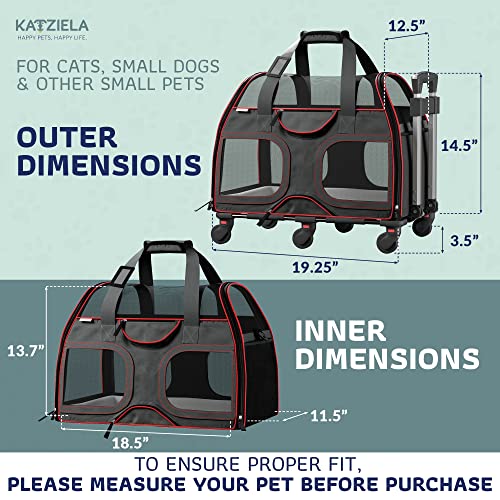 Katziela Pet Carrier - Airline Approved - TSA Approved Pet Carrier for Small Dogs and Cats - Soft FAA Travel Airplane Dog Carrier Luggage (Black/Red) - Premium Pet Supplies from Katziela - Just $149.99! Shop now at My Needy Pets