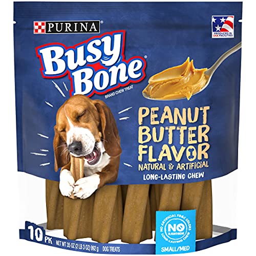 Purina Busy Bone Made in USA Facilities, Long Lasting Small/Medium Breed Adult Dog Chews, Peanut Butter Flavor - 10 ct. Pouch - Premium Pet Supplies from PurinaBusyBone - Just $10.43! Shop now at My Needy Pets