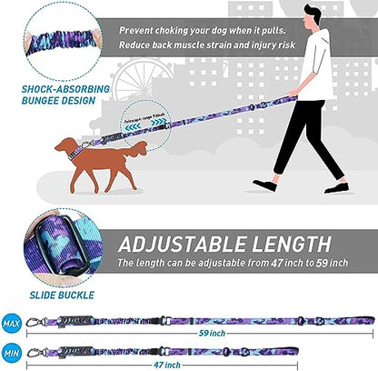 Hotsky Tactical Dog Leash Heavy Duty for Medium Large Dogs, 4-6Ft Strong Bungee Shock Absorbing Dog Leash, Padded Double Handle Military Dog Leashes with Car Seatbelt for Training, Purple Camo - Premium Pet Supplies from Hotsky - Just $9.99! Shop now at My Needy Pets