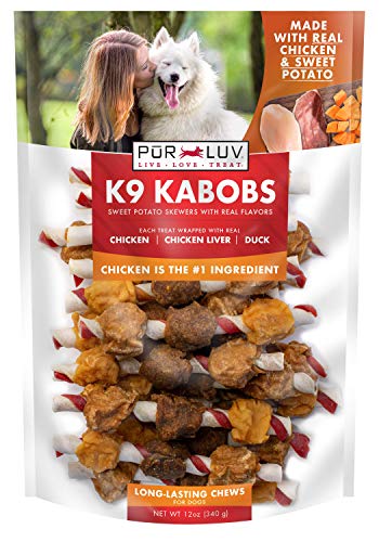 Pur Luv K9 Kabob Dog Treats, Made with Real Chicken, Duck and Sweet Potato, Healthy, Easily Digestible, Long Lasting, and High Protein, 12 oz - Premium Pet Supplies from PurLuv - Just $8.75! Shop now at My Needy Pets