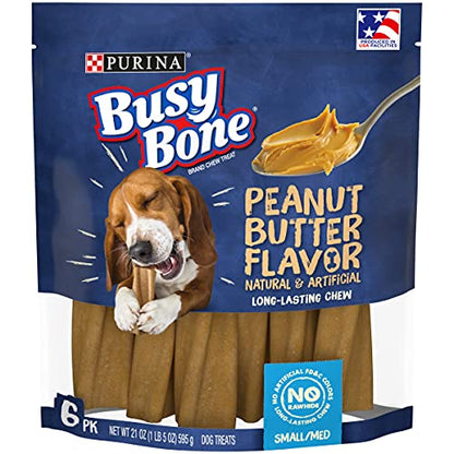 Purina Busy Bone Made in USA Facilities, Long Lasting Small/Medium Breed Adult Dog Chews, Peanut Butter Flavor - 6 ct. Pouches - Premium Pet Supplies from PurinaBusyBone - Just $9.30! Shop now at My Needy Pets