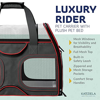 Katziela Pet Carrier - Airline Approved - TSA Approved Pet Carrier for Small Dogs and Cats - Soft FAA Travel Airplane Dog Carrier Luggage (Black/Red) - Premium Pet Supplies from Katziela - Just $149.99! Shop now at My Needy Pets