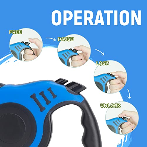 LIEVUIKEN Retractable Dog Leash Automatic Telescopic Tractor Dog Tape, Pet Tape 10/16 FT Durable and Convenient, with Non-Slip Handle, Suitable for Small and Medium-Sized Dogs Blue - Premium Pet Supplies from LIEVUIKEN - Just $5.95! Shop now at My Needy Pets