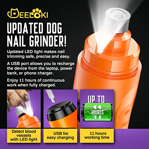 DEELOKI Dog Nail Grinder with LED Light Upgraded 2 Speeds Painless Pet Dog Nail Trimmers and Clipper Super Quiet Best Cat Dog Nail Clipper Kit for Large Small Dogs Pets Cats Breed Paws Quick Grooming - Premium Pet Supplies from DEELOKI - Just $16.99! Shop now at My Needy Pets