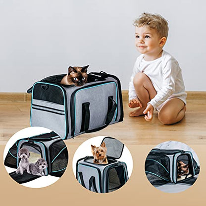 Cat Dog Carrier - Airline Approved Expandable Soft-Sided Pet Carrier with Removable Fleece Pad and Pockets, for Cats/Puppy and Small Animals Large(2 side expandable) - Premium Pet Supplies from TDHDIKE - Just $33.99! Shop now at My Needy Pets