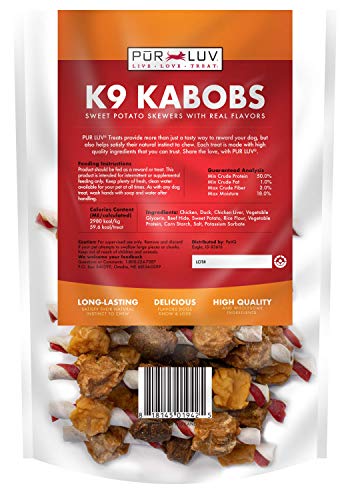 Pur Luv K9 Kabob Dog Treats, Made with Real Chicken, Duck and Sweet Potato, Healthy, Easily Digestible, Long Lasting, and High Protein, 12 oz - Premium Pet Supplies from PurLuv - Just $8.75! Shop now at My Needy Pets