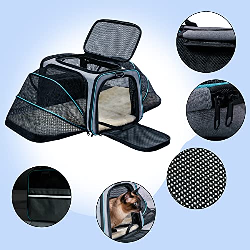 Cat Dog Carrier - Airline Approved Expandable Soft-Sided Pet Carrier with Removable Fleece Pad and Pockets, for Cats/Puppy and Small Animals Large(2 side expandable) - Premium Pet Supplies from TDHDIKE - Just $33.99! Shop now at My Needy Pets