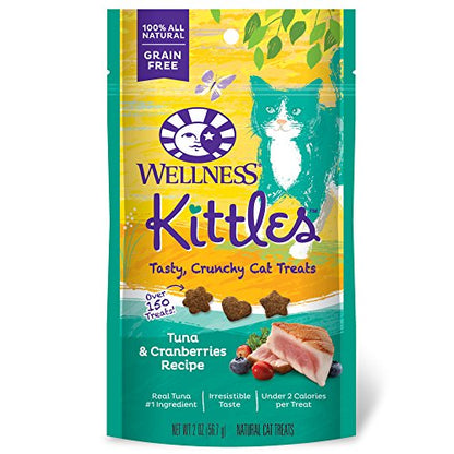 Wellness Kittles Crunchy Natural Grain Free Cat Treats, Tuna & Cranberry, 2-Ounce Bag - Premium Pet Supplies from WellnessNaturalPetFood - Just $2.37! Shop now at My Needy Pets