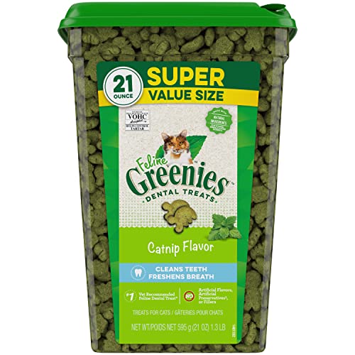 Greenies Feline Adult Natural Dental Care Cat Treats, Catnip Flavor, 21 oz. Tub - Premium Pet Supplies from GREENIES - Just $21.83! Shop now at My Needy Pets