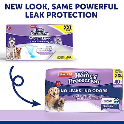 Hartz Home Protection Lavender Scented Dog Pads, XXL 40 count, Super Absorbent & Won't Leak, Odor Eliminating - Premium Pet Supplies from Hartz - Just $34.17! Shop now at My Needy Pets