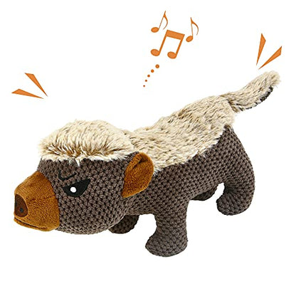 IOKHEIRA Dog Plush Toys for Aggressive Chewers, Indestructible Dog Squeaky Toys with Crinkle Paper, Durable Teething Chew Toys for Medium and Large Breed (Coffee Brown, Honey Badger) - Premium Pet Supplies from IOKHEIRA - Just $12.99! Shop now at My Needy Pets