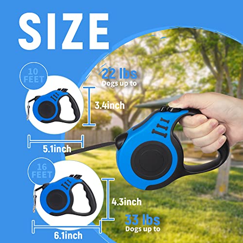 LIEVUIKEN Retractable Dog Leash Automatic Telescopic Tractor Dog Tape, Pet Tape 10/16 FT Durable and Convenient, with Non-Slip Handle, Suitable for Small and Medium-Sized Dogs Blue - Premium Pet Supplies from LIEVUIKEN - Just $5.95! Shop now at My Needy Pets